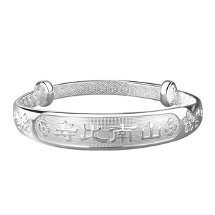 66岁大寿银手镯妈妈款9999纯银老人实用礼物60岁生日80祝寿送奶奶