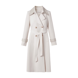 朗姿/LIME莱茵气质简约翻领收腰风衣26春新款双排扣收腰长外套