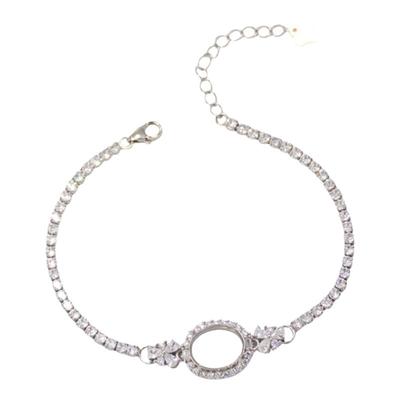 女S925纯银奢华DIY镶嵌手链空托