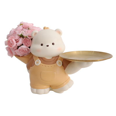 暴力熊玄关钥匙收纳客厅插花摆件