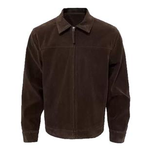 Light Weight美式游猎仿麂皮短款硬汉夹克休闲户外翻领复古外套男