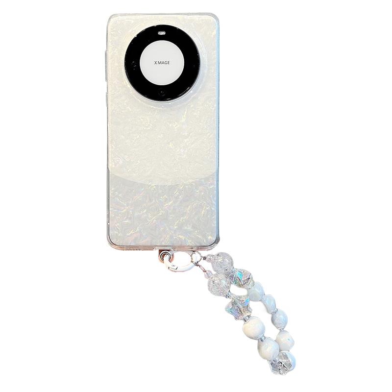 拓岚 适用华为mate60pro+手机壳高级感梦幻闪粉贝壳纹mate40pro链条挂绳mate50pro透明全包边防摔网红女款潮