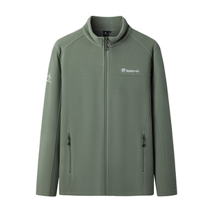 探路者户外抓绒衣男款秋冬保暖加厚摇粒绒休闲开衫外套抗静电服