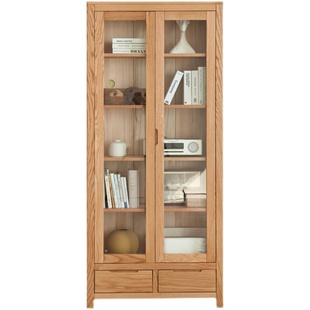 新品促销全实木书柜书架北欧橡木书橱简约书房收纳柜展示柜多尺寸