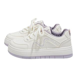 人本高级感小白鞋女款2025新款爆款秋冬厚底休闲鞋子学生百搭板鞋