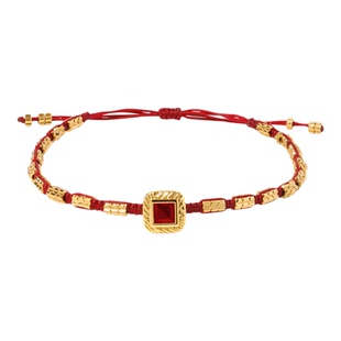 Wens「新年礼物」石来运转石榴石编织手链女金银双色生日礼物