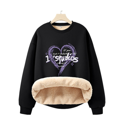 真维斯女装加绒圆领印花长袖卫衣