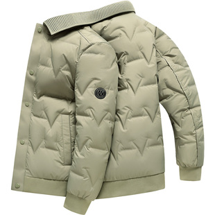 雪中飞羽绒服男2025新款时尚中青年短款立领松紧腰轻暖秋冬装外套