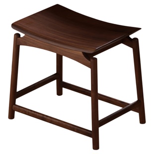 北美黑胡桃木元宝凳家用小凳子茶凳马鞍凳翘头实木化妆凳换鞋凳