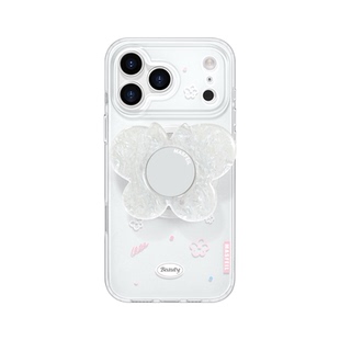 MASFEIL × 花间蝶语适用苹果17Promax手机壳新款Ro9磁吸带支架iPhone16Pro保护套高级感女ip15pm可爱超薄14
