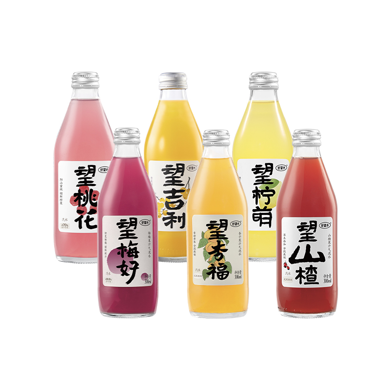 好望水望山楂橙功梅好杏福檸檬氣泡水碳酸果汁飲料全家福12瓶