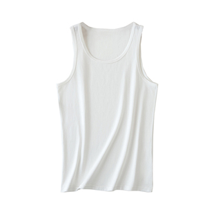 雅鹿纯棉男士背心无痕跨栏运动吸汗全棉白色内穿冬季打底老头汗衫