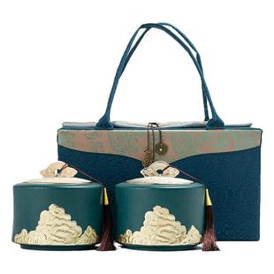 高档陶瓷茶叶罐礼盒装空盒通用绿茶红茶金骏眉龙井布袋包装空盒子