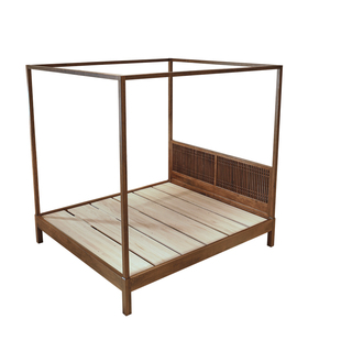 宋式美学黑胡桃木实木床新中式四柱床主卧双人架子床别墅民宿定制