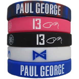 快船队13号篮球球星保罗.乔治签名运动手环硅胶腕带球迷饰品加厚