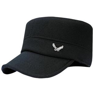 加厚冬帽男户外保暖羊毛呢加绒冷帽全封口平顶护耳中年大头围防寒