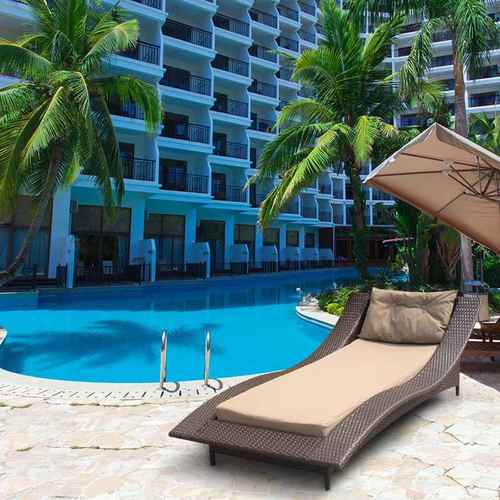 户外躺椅庭院阳台花园躺床藤编沙滩椅阳台躺椅游泳池休闲仿藤睡床