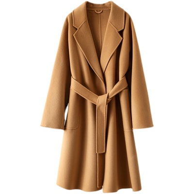 秋冬长款过膝双面呢大衣毛呢外套