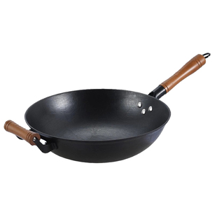 正高家用炒菜锅广西陆川龟纹铁锅老式铸铁锅生铁锅无涂层不粘炒锅