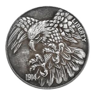 【1914雄鹰】仿古流浪币 硬币雕刻个性锁骨项链吊坠外国钱币