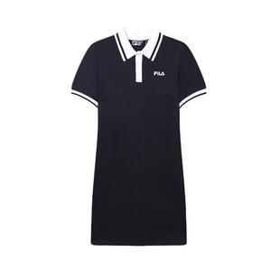 FILA斐乐女连衣裙中长款夏季时尚简约修身休闲翻领POLO女裙