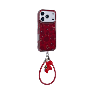启乾 马年新款红色斑纹星星小马儿腕带iPhone17/16手机壳适用苹果15/14promax硬壳13链条挂绳趣味少女心ins风