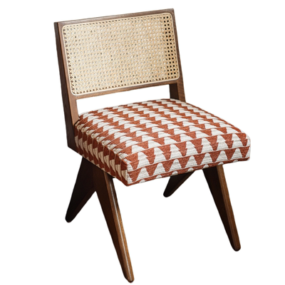 实木藤编餐椅软包中古法式田园风