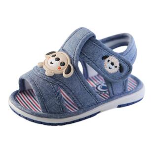 宝宝布凉鞋防滑软底叫叫家居鞋儿童婴幼儿2-3岁小童男拖鞋学步