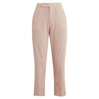 LANDI新款浅粉羊毛小脚西装裤女小个子修身西裤春夏