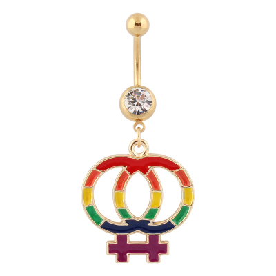 金色吊坠粗杆肚脐钉穿刺饰品