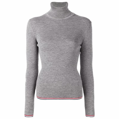 [五折优惠]THOM BROWNE 女士条纹羊毛高领套头衫