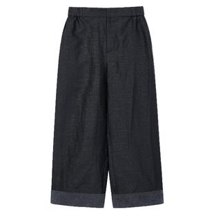 布小匠原创设计桑蚕丝龟纹香云纱黑色裤子女2025新款春季休闲裤