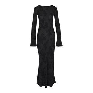 【现货】About Reformation真丝蓝长袖长款连衣裙防晒度假风女