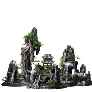 鱼缸造景假山一整套躲避窝鱼缸摆件水族箱仿真石头假山精品新品