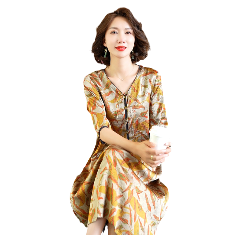 迪芬璐嘉气质优雅真丝连衣裙女