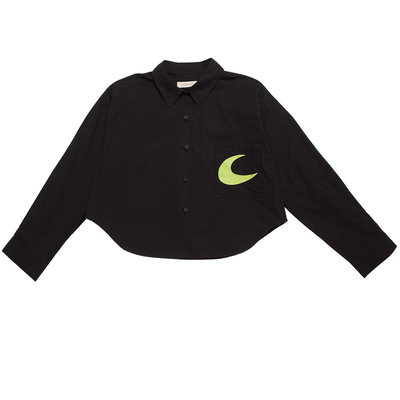 月亮宇宙独家艺术黑白两色衬衫