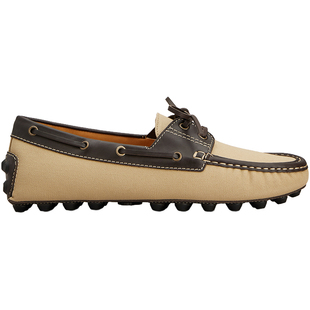 TOD'S官方正品2026春夏新品男士BUBBLE GOMMINO帆布拼皮革豆豆鞋