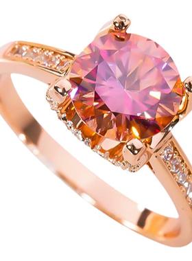 D色莫桑石红宝石四爪牛头戒指