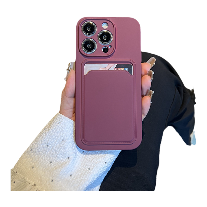 酒红色适用苹果16pro手机壳iphone14卡套一体苹果15promax可插卡13Promax全包软11保护12购物卡