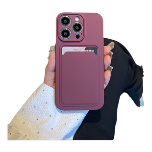 酒红色适用苹果16pro手机壳iphone14卡套一体苹果15promax可插卡13Promax全包软11保护12购物卡17pro放门禁卡