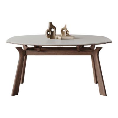 奥古斯特中古风伸缩岩板实木餐桌