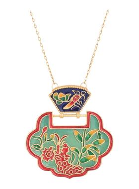 中国风典雅旗袍汉服配饰冷珐琅工艺平安锁挂件复古装宫廷仙女项链
