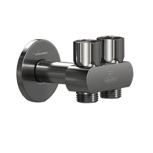 潜水艇加长一进二出角阀一分二三通分水阀带开关全铜双出水三角阀