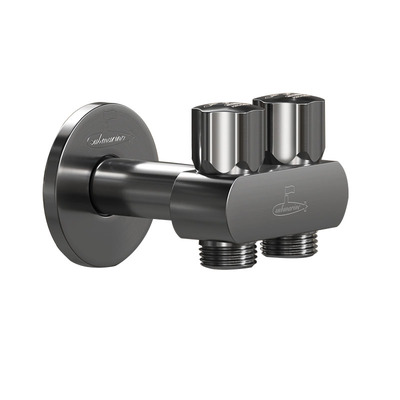 潜水艇加长一进二出角阀一分二三通分水阀带开关全铜双出水三角阀