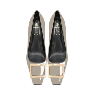 金典rv漆皮方扣高跟鞋女细跟2026法式新款浅口方头气质百搭工作鞋