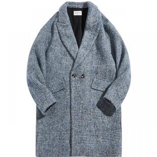 流石男装保暖中长款格子呢子外套男士2025年冬季新款经典格子大衣