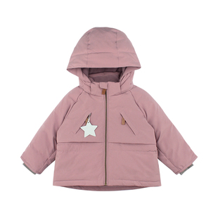 大耳象女童星星连帽羽绒服冬季新款宝儿加绒保暖御寒90白鸭绒外套