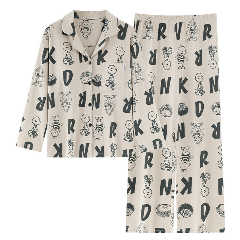春秋新款睡衣女纯棉家居服可外穿