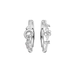 馥梦繁花闺蜜款纯银戒指女一对二人姐妹信物月亮栀子花可调节对戒