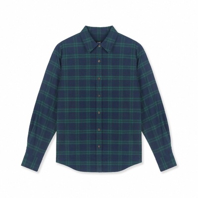 R2W纯棉磨毛格纹宽松衬衣